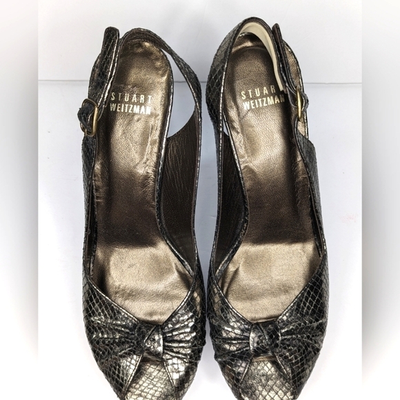 Stuart Weitzman Sable Antique Viper Karnival Slingback Heeled Sandal Size 7.5 - Picture 4 of 10